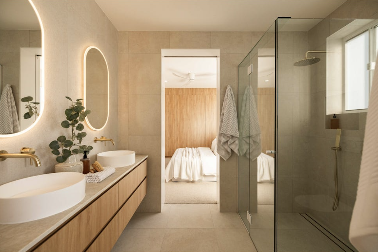 jack and Jill bathroom, property styling by blink living